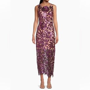 Milly Kinsley Floral Garden Pink Sequin Dress